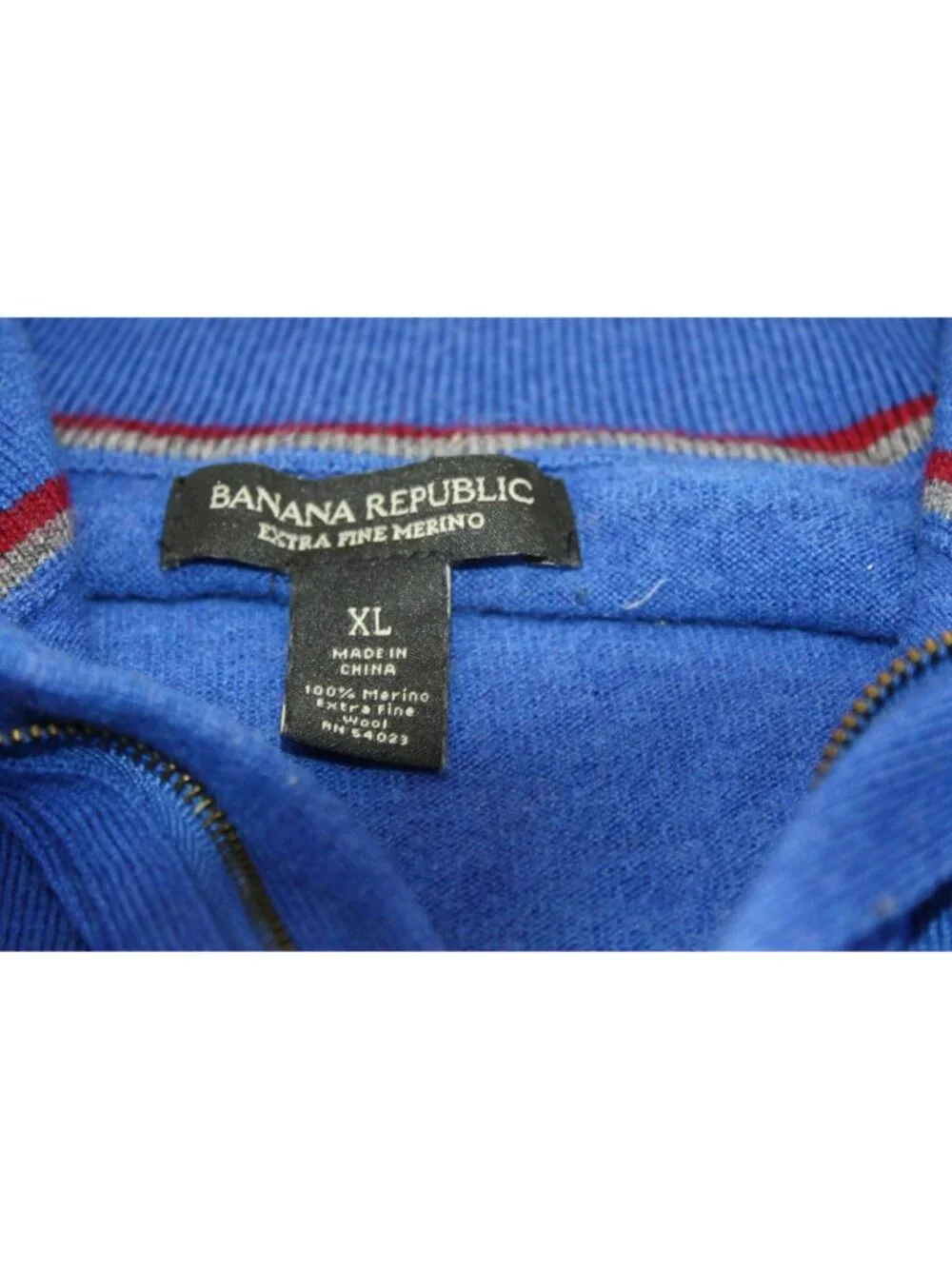 Banana Republic Mens Half-Zip Sweater Blue XL Merino Wool Casual Lightweight Pre